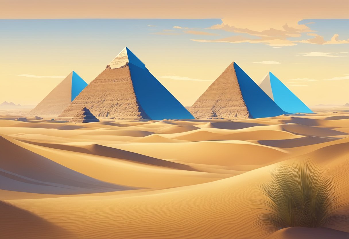 Egyptian pyramids in the desert