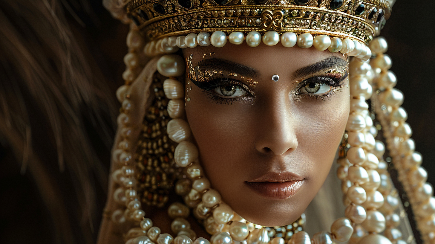 what language did cleopatra speak: egyptian ruler adorned in pearls