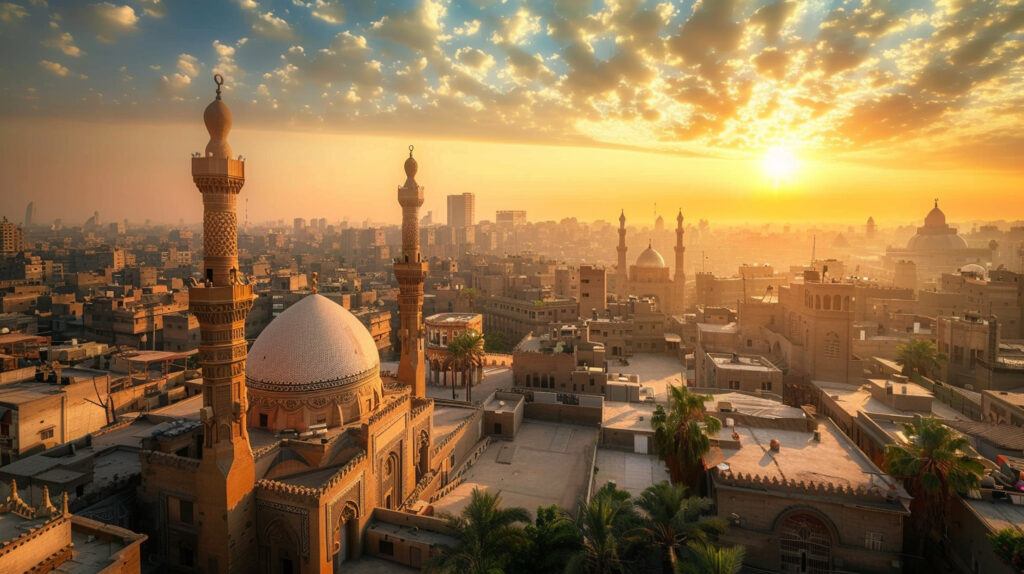 cairo egypt aerial view in the morning