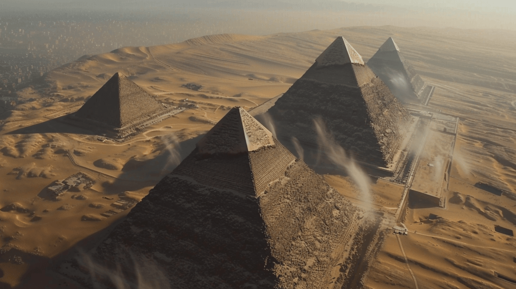 pyramids of giza: aerial view