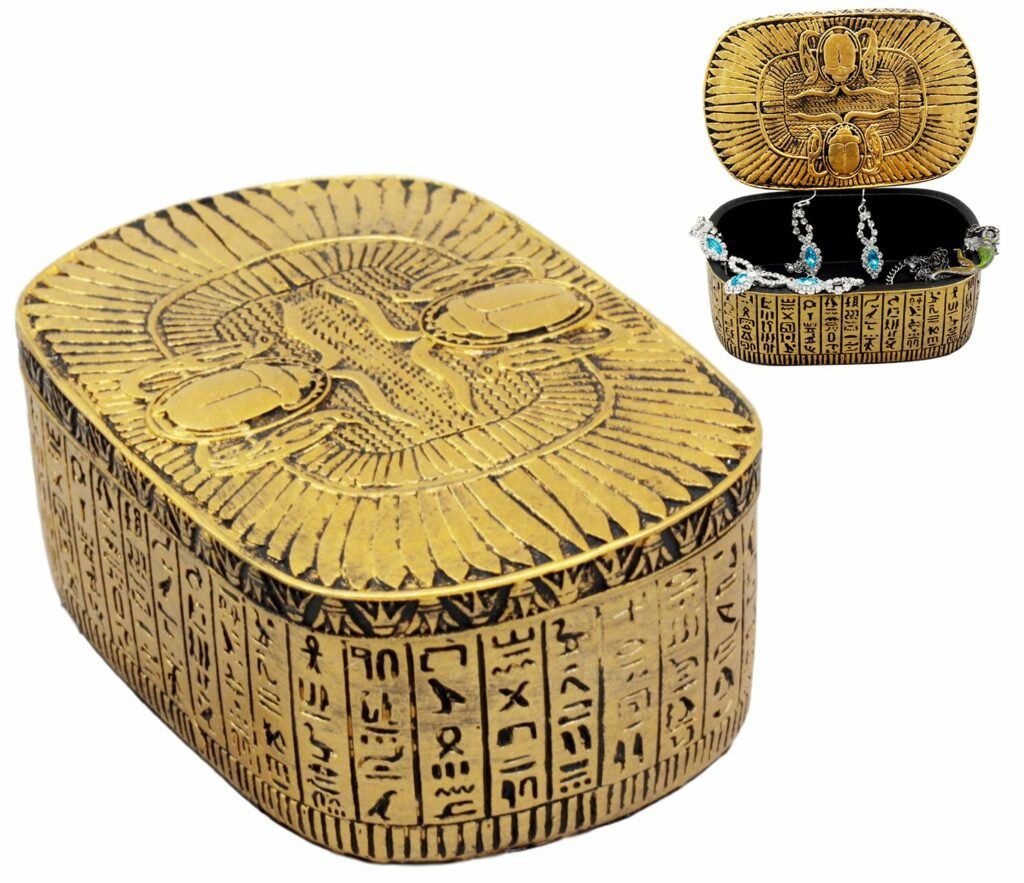 best egyptian jewelry box: small golden keepsake box