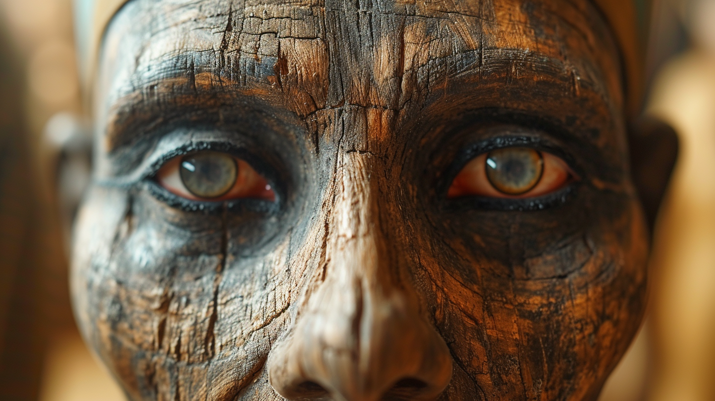 egyptian mummies: A up close detailed view of an Egyptian mummy only showing eyes and nose